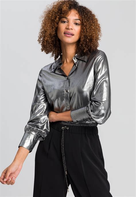 metallic fabric blouses|metallic blouses women.